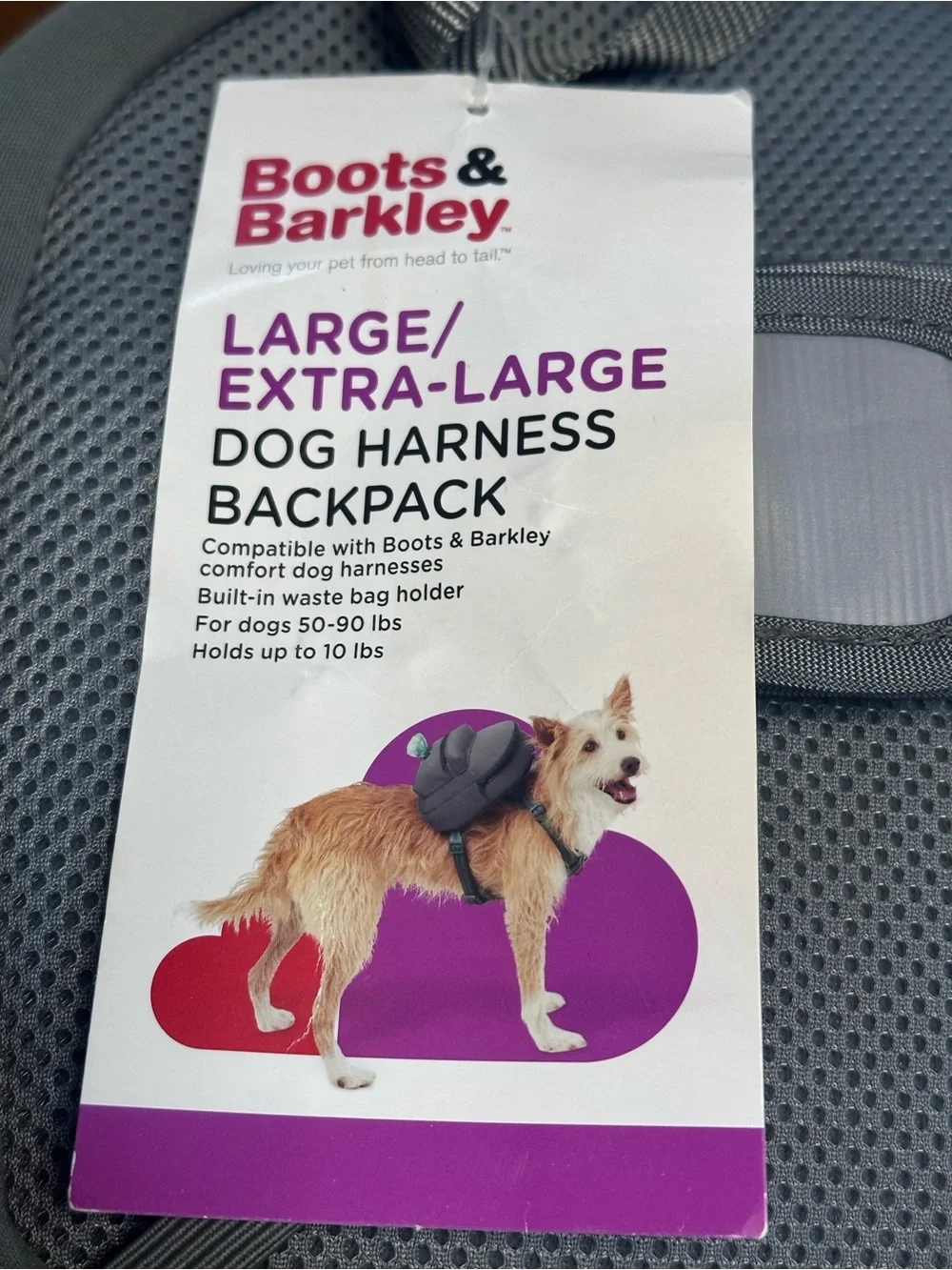 Boots & Barkley Gray Dog Harness  Backpack small /‎ medium or large/XL